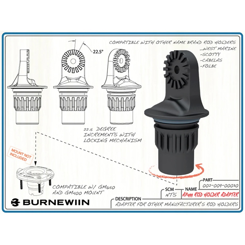 Burnewiin AP499 Rod Holder Adapter