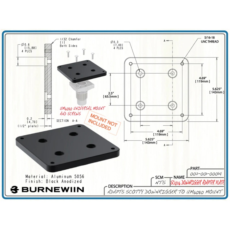 Burnewiin SC1036 Scotty Adapter Plate