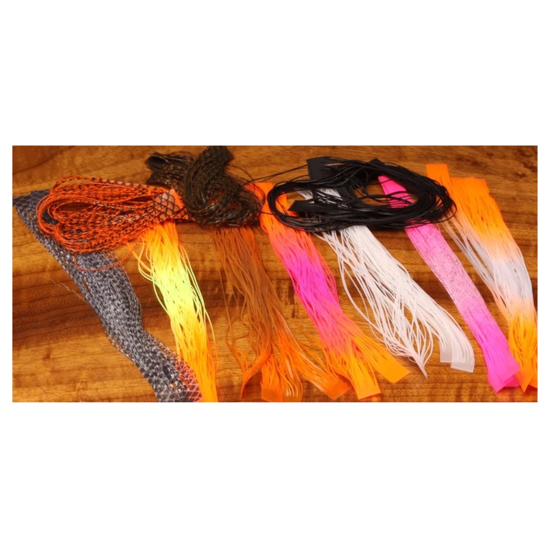 Hareline Micro Silicone Legs||331 Sand||369 Tan||188 Fl Hot Pink With Fl Orange Tips||320 Root Beer With Orange Tips||137 Clear With Fl Orange Tips