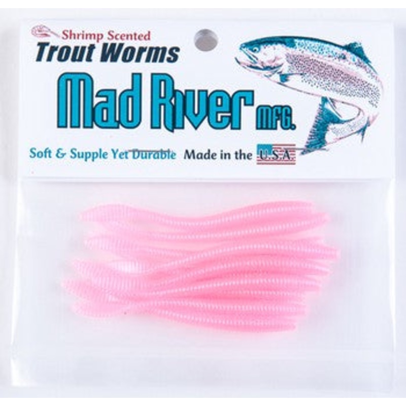 Mad River Trout Worm|Bubble Gum|Olive|Chartreuse|Red Worm|Earthworm|Bloodworm|Pink Pearl|Glow Pink|White Shad|Black Shad