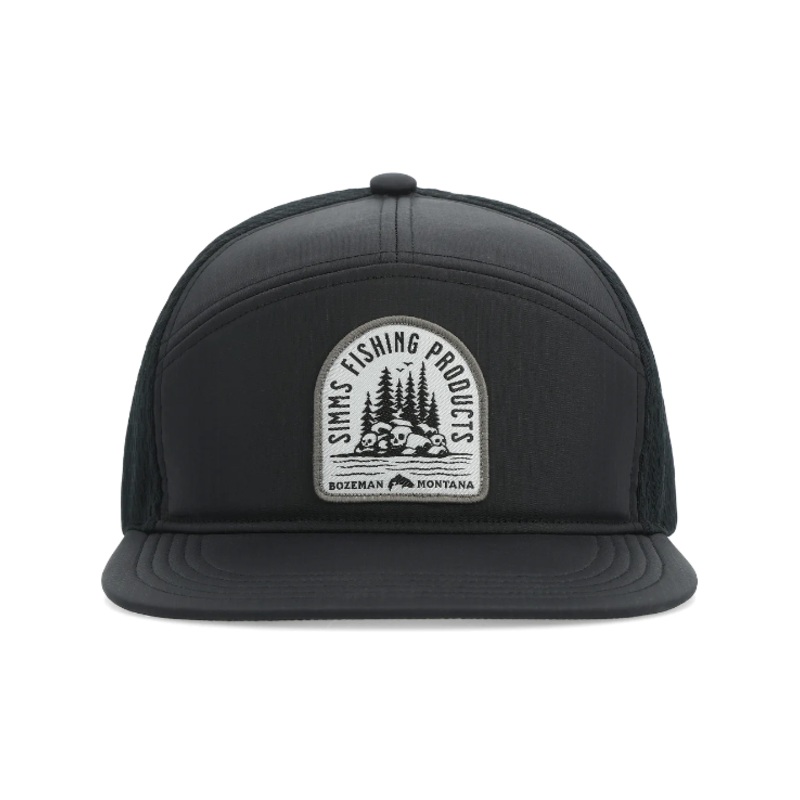 Simms 7 Panel Tech Trucker|Storm|Black|Regiment Camo Carbon|Bay Leaf