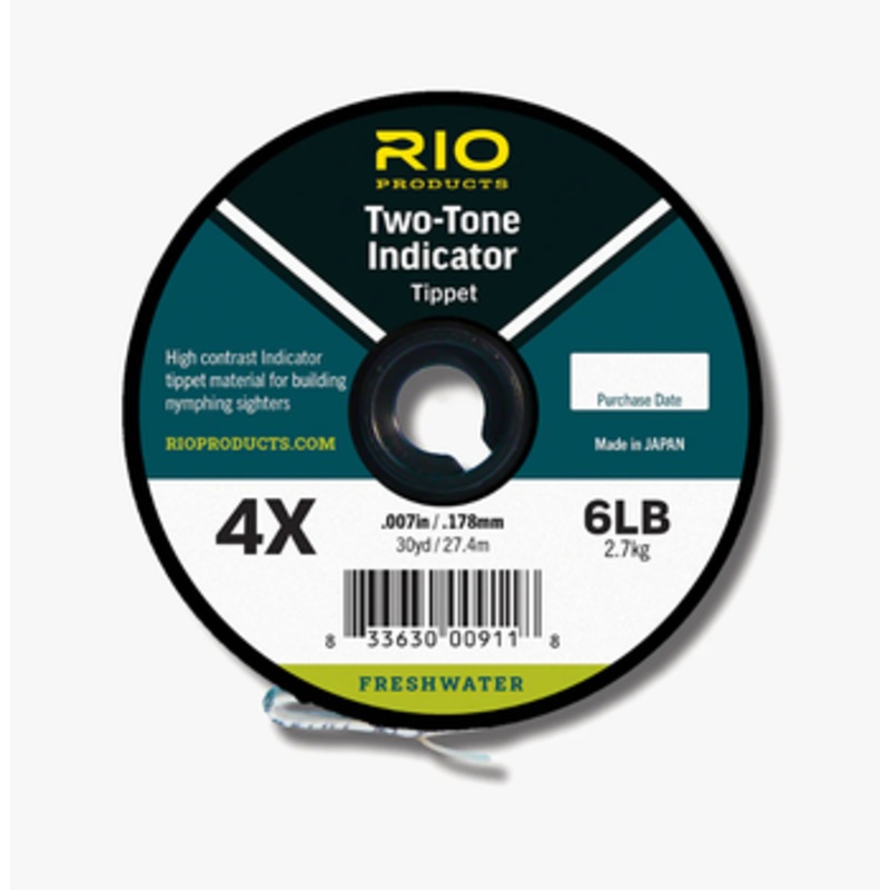 Rio Two Tone Indicator Tippet|1X|2X|3X|4X|5X|Fluor Pink & Fluor Chartreuse|Black & White|30 yds|100 yds