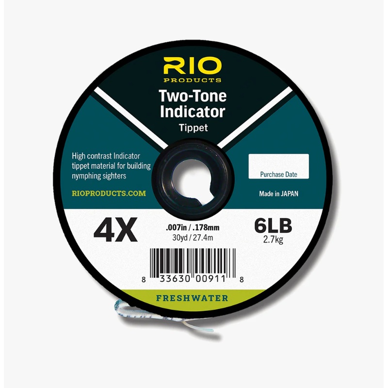 Rio Two Tone Indicator Tippet|1X|2X|3X|4X|5X|Fluor Pink & Fluor Chartreuse|Black & White|30 yds|100 yds