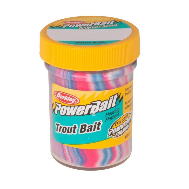 Berkley PowerBait Trout Bait|Captain America|Chartreuse|Fluorescent Orange|Fluorescent Red|Hatchery Pellet|Pink|Rainbow|Sherbet|Spring Green|Yellow