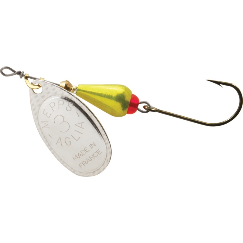 Mepps Aglia Brite Siwash||1 (1/8 oz)||3 (1/4 oz)|Silver/Blue|Silver/Chartreuse|Silver/Green|Silver/Orange|Silver/Pink|Silver/Red