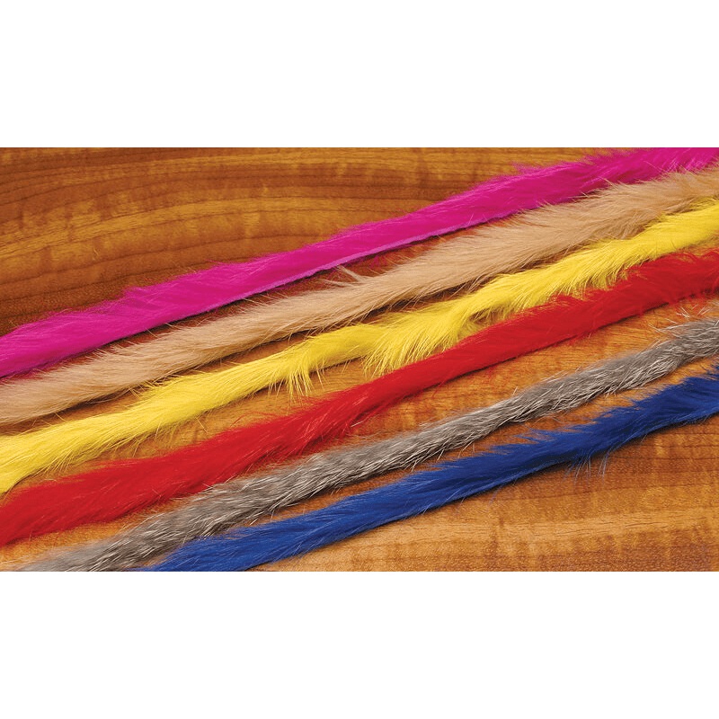 Hareline Mirco Rabbit Strips||11 Black||131 Fuchsia||137 Fl Orange||187 Hot Orange||188 Hot Pink||263 Olive||298 Purple||310 Red||35 Bright Purple||369 Tan||377 White||54 Chartreuse