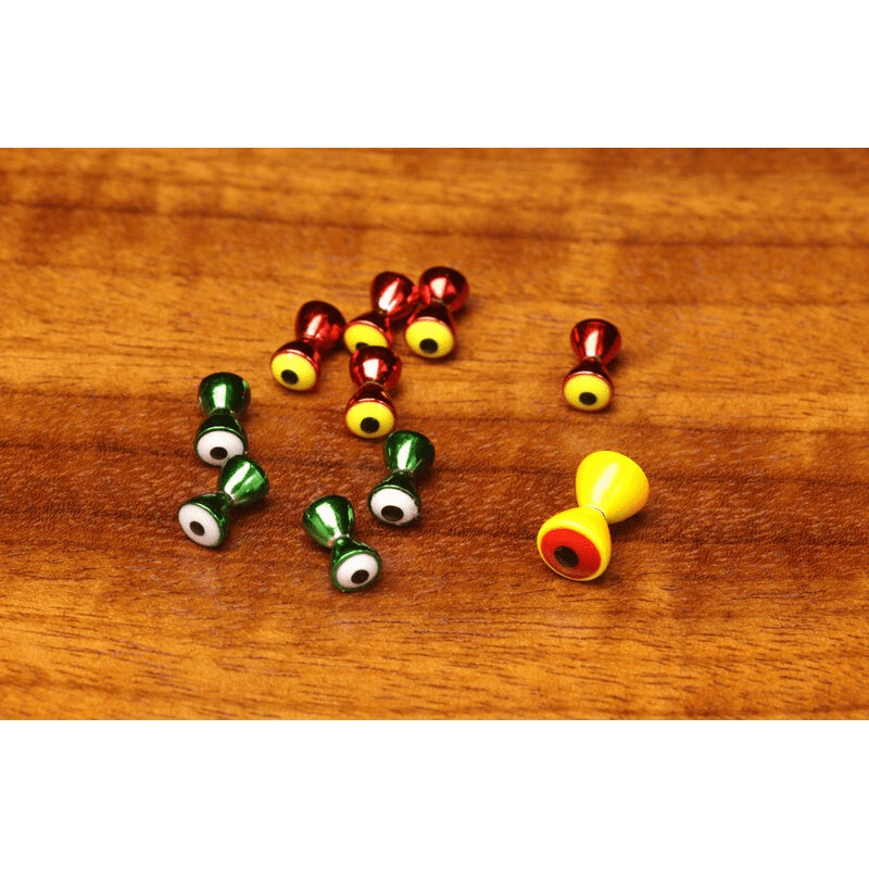 Hareline Pseudo Eyes|Small|Medium|Large|Nickel Chartreuse Black Pupil|Nickel Red Black Pupil|Nickel White Black Pupil|Nickel Yellow Black Pupil