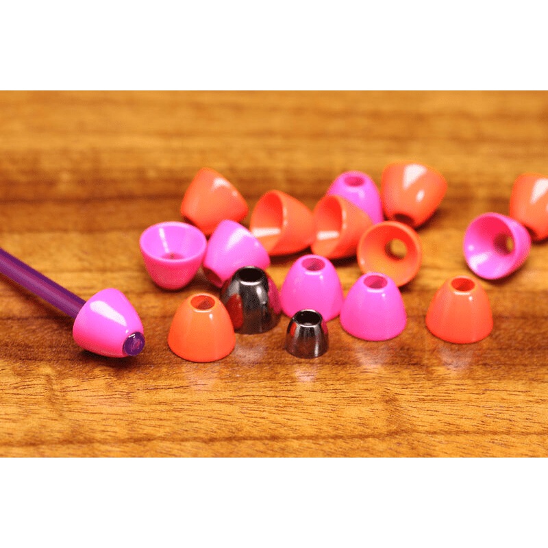 Hareline Tube Cone Head|1/4 – 6.5 mm|7/32 – 5.5 mm||137 Fl Orange||138 Fl Pink