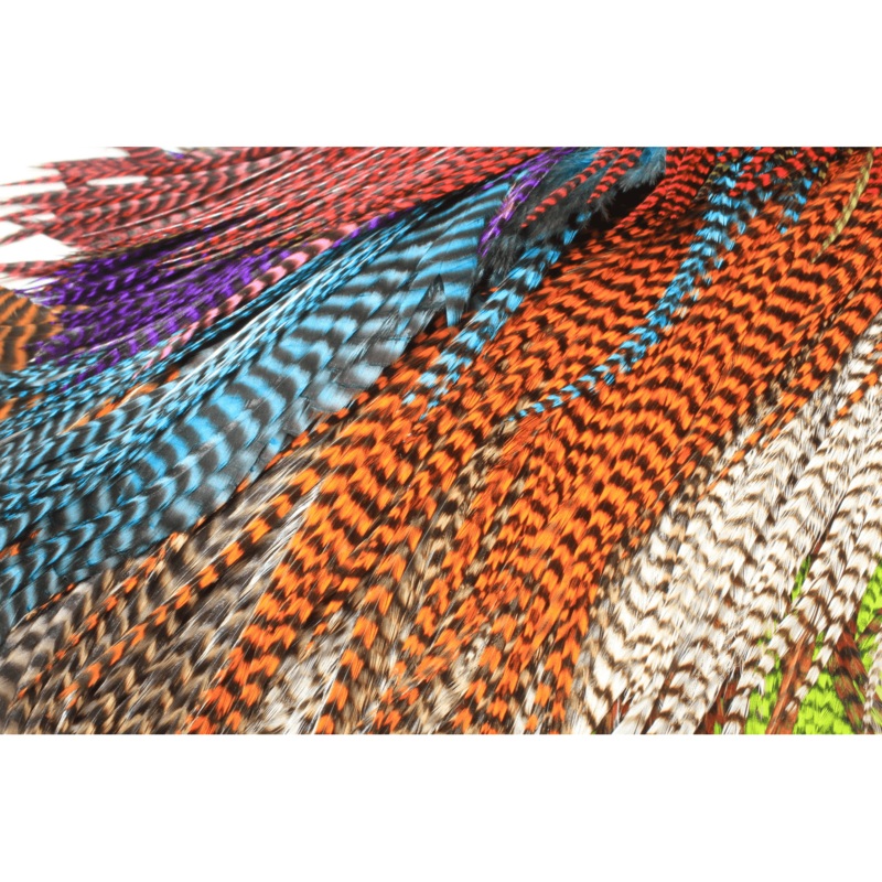 Ewing Grizzly Half Saddle|Bleached|Fl Blue|Fl Chartreuse|Fl Orange|Fl Pink|Natural Grizzly|Olive|Purple|Red|Brown|Ginger