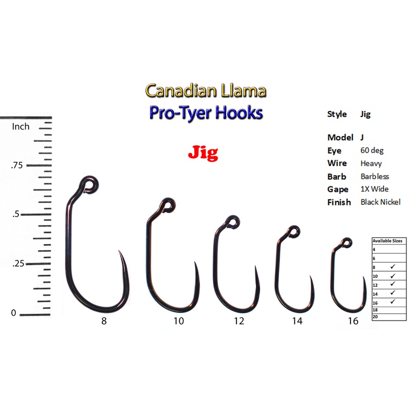 Pro-Tyer Jig Hooks – 25 pk||14 (25pk)||12 (25 pk)||10 (25  pk)||8 (25 pk)