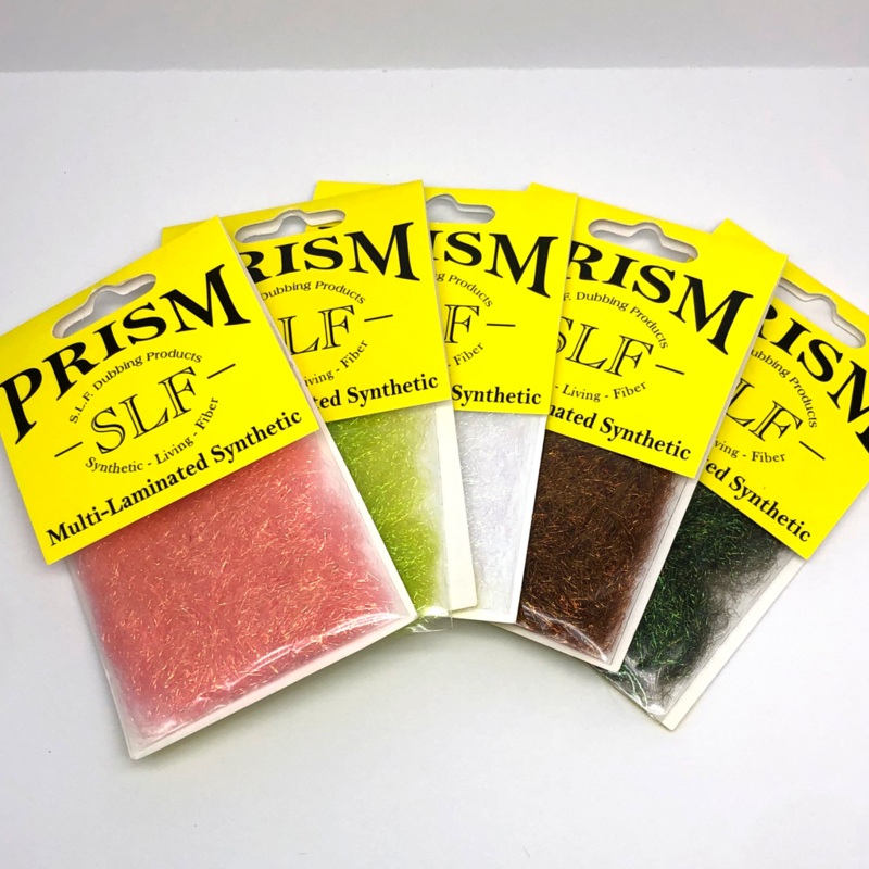 SLF Prism Dubbing|Black(SLP 100)|Brown Olive (SLP 091)|Caddis Green (SLP 063)|Chocolate Brown (SLP 107)|Clear (SLP 000)|Hare’s Ear (SLP 221)|Olive (SLP 089)|Peacock (SLP 194)|Pearl (SLP 253)|Rusty Brown (SLP 051)|Shrimp Pink (SLP 178)|Tan (SLP 041)|Cream
