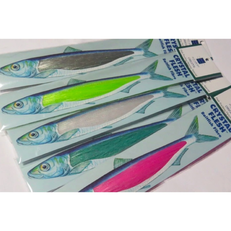 Crystal Flesh Baitfish Fibre|White CRF01|Olive CRF12|Fl. Chartreuse CRF16|Menhaden CRF34|Silver Scale White CRF37|Glass Minnow CRF11|Light Pink CRF09|Wild Olive CRF20|Off White