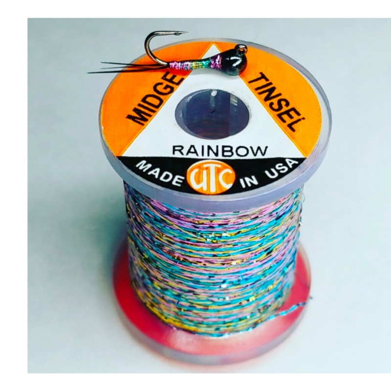 UTC Midge Tinsel|Emerald Green (TSMT272)|Rainbow (TSMT334)|Yellow Pearl (TSMT379)|Black (TSMT100)|Copper (TSMT033)|Gold (TSMT250)|Pearl (TSMT253)|Pink Pearl (TSMT386)|Silver (TSMT252)|Red (TSMT056)|Lt. Olive (TSMT060)
