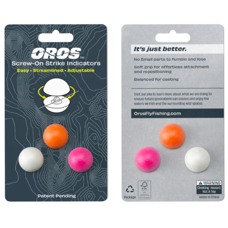 Oros Strike Indicators 3 Pack|XS – 0.4″|Small – 0.6″|Medium – 0.8″|Large – 1.00″|Medium – 0.8|Multi-color|Red/White|Chartreuse|Black|Glow in The Dark