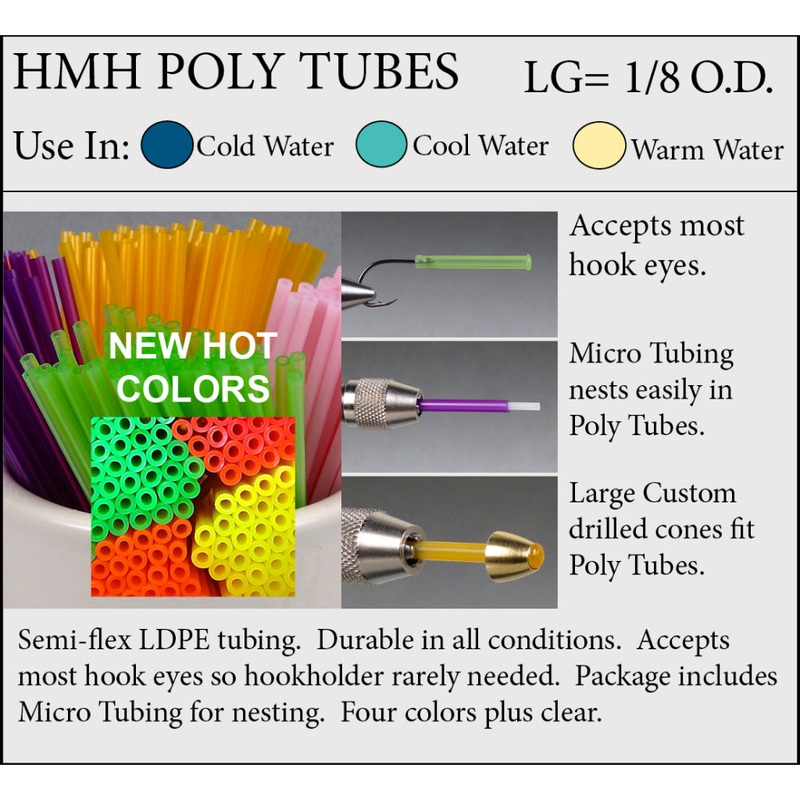 HMH Large Poly Tubes|Clear|Fl Yellow|Fl Orange|Fl Pink|Apple Green|Assorted Colors|Black