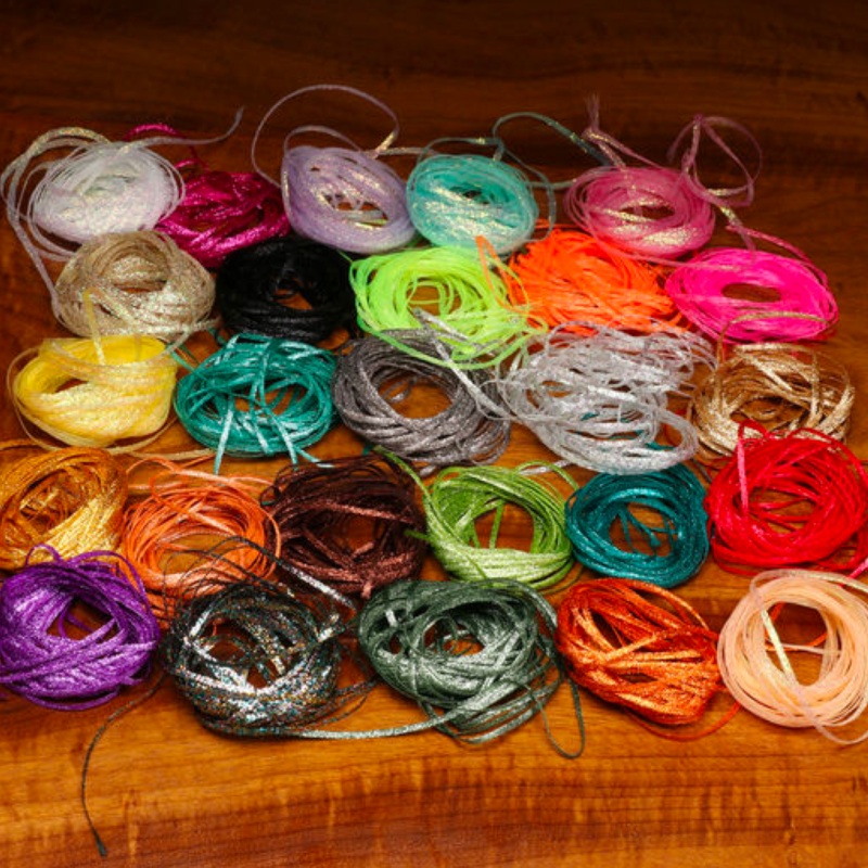 Mini Flat Fly Braid|Chartreuse Lime (FFB 54)|Copper Melon (FFB 67)|Fl. Chartreuse (FFB 127)|Fl. Orange (FFB 137)|Fl. Pink (FFB 138)|Silver Minnow (FFB 344)|Lilac Pearl (FFB 216)|Purple (FFB 298)|Pink Pearl (FFB 290)|Shimmer Gold (FFB 341)|Yellow Gold (FFB