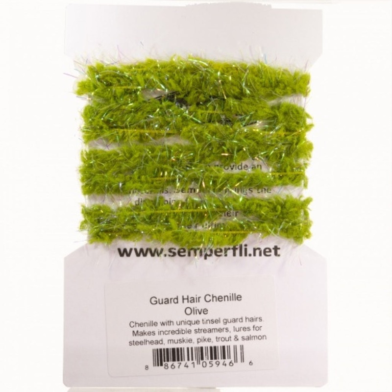 Semperfli Guard Hair Chenille|Olive|White|Black|Fl. Orange Sunburst|Fl. Dark Pink