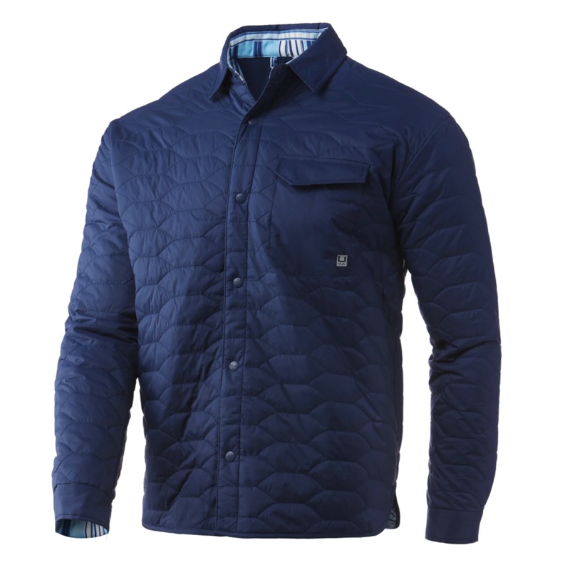 Huk Tarpon Quilt Shacket|Medium|XXL|Volcanic Ash|Moss