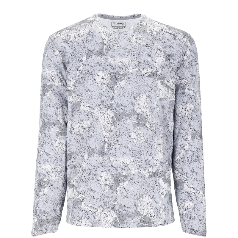 Simms Men’s SolarFlex Crew|Back Eddy White|Steel Blue Heather|Sterling/Cinder|M|L|XL