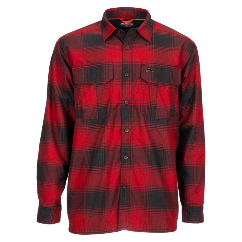 Simms Coldweather Shirt|Dark Bronze Black Plaid|Dark Bronze Admiral Plaid|Small|XXL