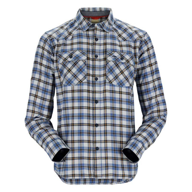 Simms Men’s Santee Flannel|Admiral Blue / Navy Camp Plaid|Mahogany / Tan Camp Plaid|Small|Medium