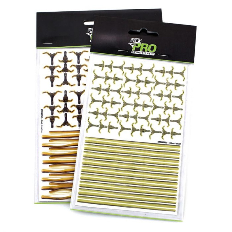 Pro Sportfisher Stonefly Kit|Black/Medium (16 Pcs)|Brown/Medium (16 Pcs)|Black/Large (14 Pcs)|Brown/Large (14 Pcs)
