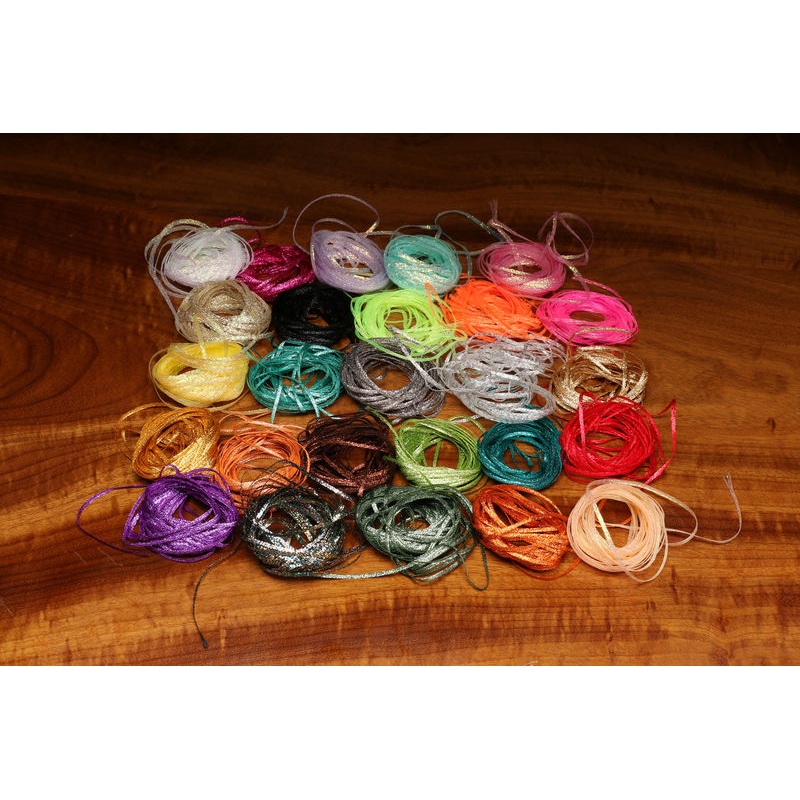 Hareline Mini Flat Fly Braid|Orange|Antique Gold|Teal|Fuchsia|Black|Lilac|Purple