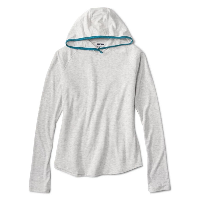 Orvis Women’s DriCast Hoodie|Pale Gray Heather – Blue Lagoon|Large|Medium|Small|XL|XS