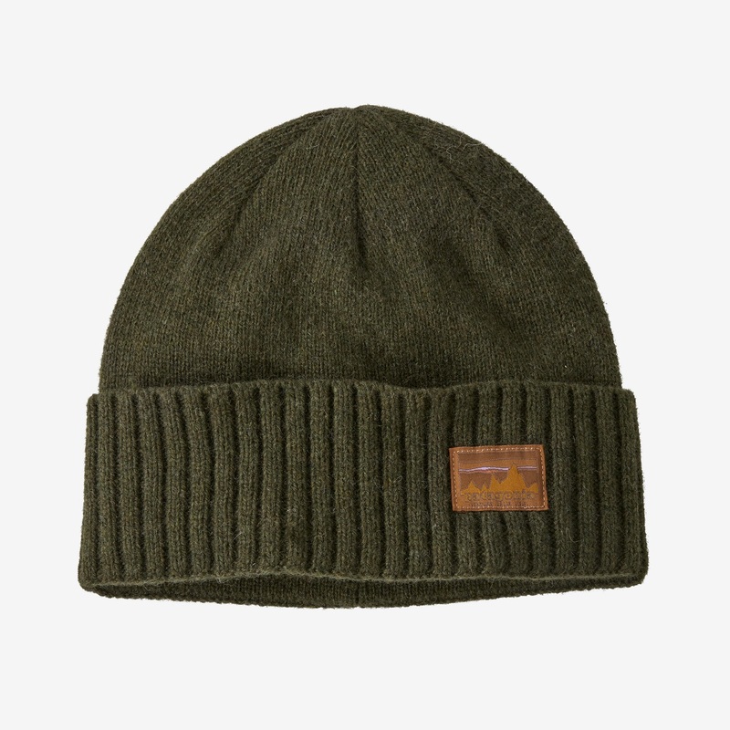 Patagonia Brodeo Beanie|Dawn Tracks Patch Shelter Brown|73 Skyline Pine Needle Green