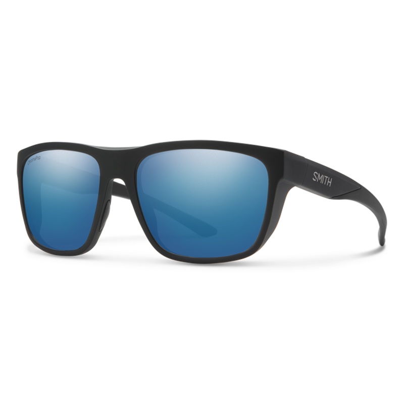 Smith Barra Sunglasses – Matte Black / ChromaPop Glass Polarized Blue Mirror Lens