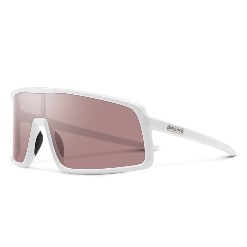 Sunclud Upshot Sunglasses – White + Polarized Low Light Rose Lens