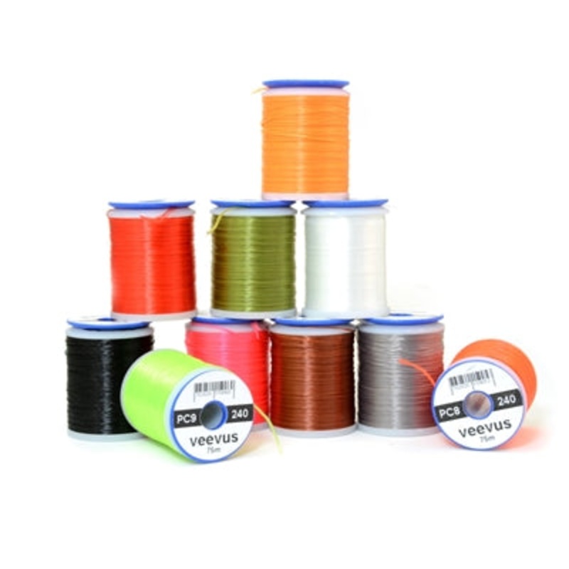 Veevus 240 Power Thread|Black|Fluorescent Chartreuse|Fluorescent Pink|Gray|Olive|White|Fluorescent Orange