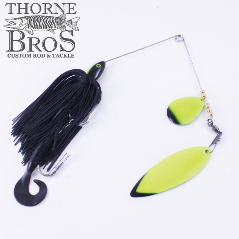 Ace Baits Big Ace Spinnerbait|Black/Chartreuse|Black/Green|Black/ Hammered Gold|Black/ Hammered Nickel|Black/Orange|Blue/Nickel|Brown-Orange/Orange|Brown-Yellow/Hammered Gold|Chartreuse-Orange/Flame|Firetiger|Pink|Red/Hammered Copper|White/Nickel|Lemon He