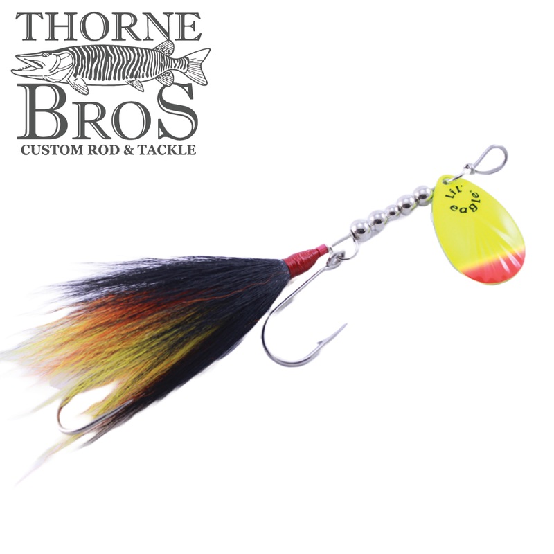 Musky Mayhem Lil’ Eagletail|Black Perch/Flame|Black/Nickel|Black/Red|Blue Shad|Brown/Gold|Perch/Flame|Purple Haze|Red-Yellow/Flame|Skunk/Gold|Star Burst|White/Nickel