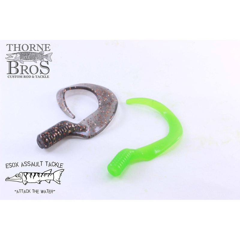 Esox Assault Killer Tails|Small|Large|Black|Flowage Green|Chartreuse|Pink|White|Firetiger|Gold Flake|Orange|Copper|Clear Holo|Purple|Blue