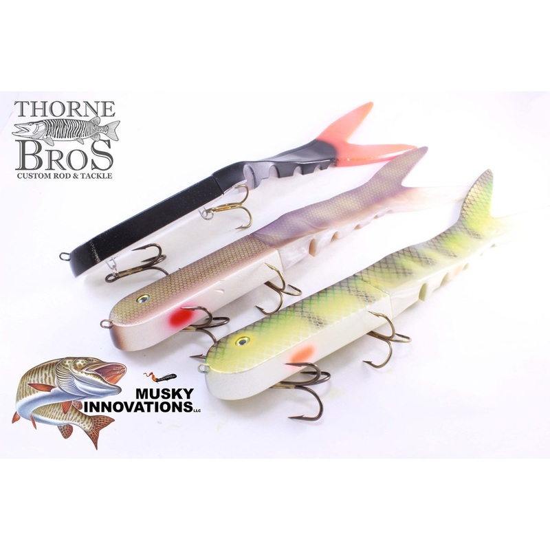 Musky Innovations Dyin’ Dawg|Firetiger|Sucker|UV Natural Perch|Gizzard Shad|Walleye|White|Black/Orange|UV Sunrise