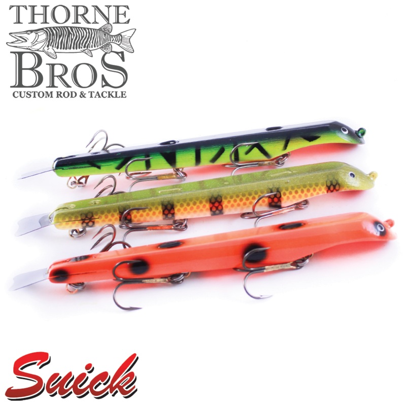 Suick Thriller 9|Holo. Sucker|Holo. White|Firetiger|Firetail|Nighthawk|Yellow Perch|Red Hot Walleye|Red Hot Firetiger|Holo. Black|Orange/Black Dots|Perch|Red Hot Sucker|Orange/Dark Gold|Holo. Perch|Holo. Orange/Black Dots|Weighted|Unweighted
