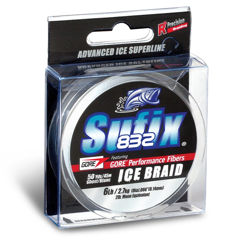 Sufix 832 Ice Braid|4 lb.|6 lb.|8 lb.|10 lb.|20 lb.|30 lb.|Ghost (White)|Lime (Hi-Vis)|Ice Camo|Fire Camo