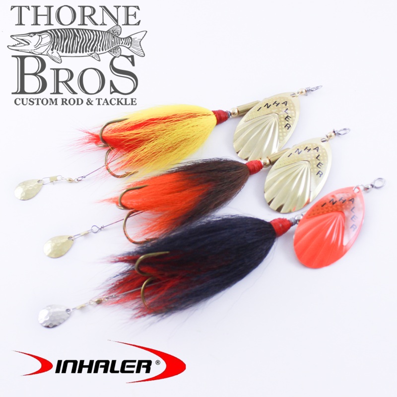 Inhaler Bucktail|Nickel/Black-Red|Nickel/Red-White|Brass/Brown-Orange|Brass Firetiger|Brass/Yellow-Red|Chart/Black Chart|Chart/Green Chart|Orange/Black|White/Nickel