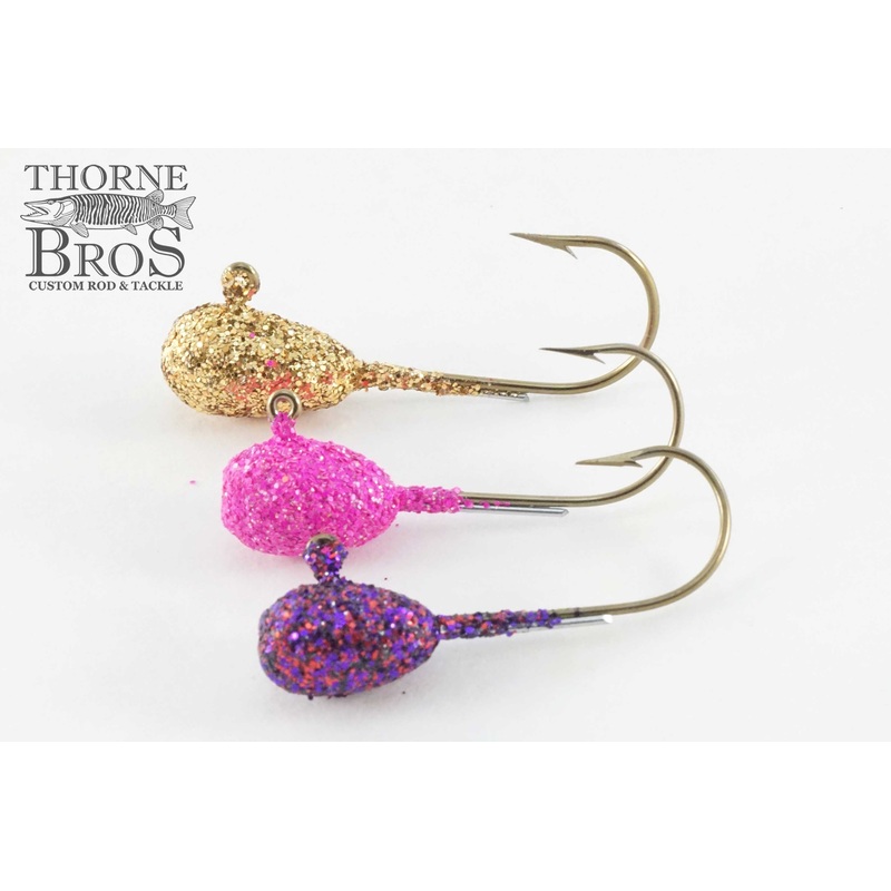 Hutch Tackle Glitter Jig|3/32 oz|1/8 oz|3/16 oz|1/4 oz|5/16 oz|3/8 oz|Gold|Silver|Purple Demon