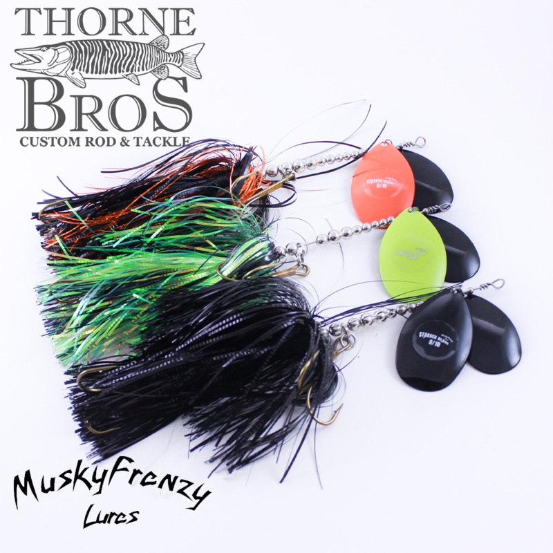 Musky Frenzy Apache Stag 9/10|Black Ice|Black/Green|Black Purple/Gold|Black/Nickel|Black/Black|Black/Orange|Blue Storm|Copper Inferno|Copper Gold|Copper Sucker|Firetiger Black|Gold Shiner|Money|Night Stalker|Orange Flash|Purple Rain|Walleye|Bluegill|Perch