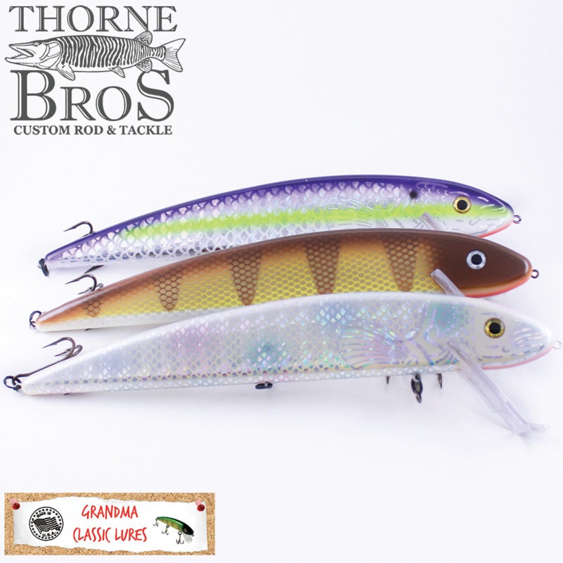 Grandma Lures 13 Crankbait|Brown Perch|Bumblebee|Glitter Perch|Holo. Darter|Holo. Gold Shiner/Orange|Holo. Mother of Pearl|Holo. Muskie|Holo. Redhorse|Neon Shad|Perch|Tennessee Shad|LG Holo. Supershad|Prism Black Widow|Prism Black/Gold|Prism Black/Silver|