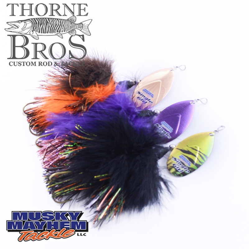 Musky Mayhem Single Girl|TB Custom Super Black|Black Fire|Black/Nickel|Black/Orange|Black/Cht.|Walleye|White/Nickel|Hot Orange/Black