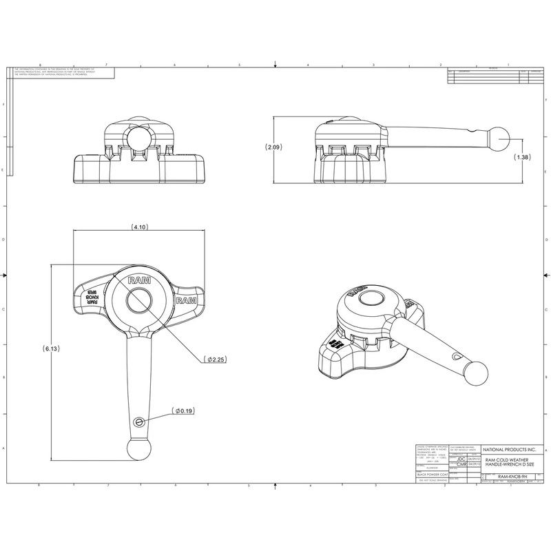 RAM Mounts Hi-Torq Wrench for D Size Socket Arms RAM-KNOB9HU