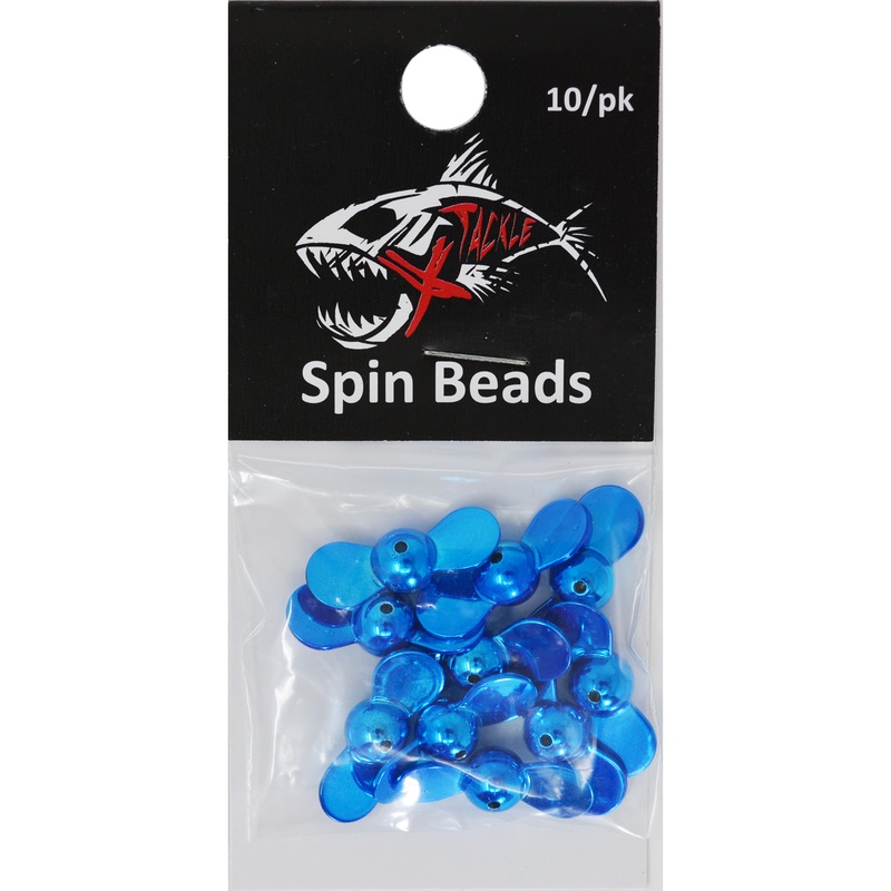 X Tackle Spin Beads|6MM – 10pk|8MM – 10pk|Blue Metallic|Chrome|Gold|Fluorescent Chartreuse|Purple|Fluorescent Orange|Lime Green|Hot Pink|Blue