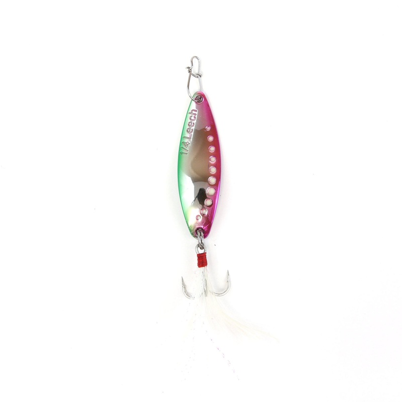 Clam Leech Flutter Spoon|8 (1/4oz.)|10 (1/8oz.)|12 (1/16oz.)|Gold|Red Gold|Perch|Golden Shiner|Rainbow|Sour Grape|Glow Chart/Pink|Glow Chart/Purple|Glow Firetiger|Glow Red|Glow Rainbow|Glow Watermelon|Glow Chart Wonderbread|Glow Firetiger Lightning|Glow P