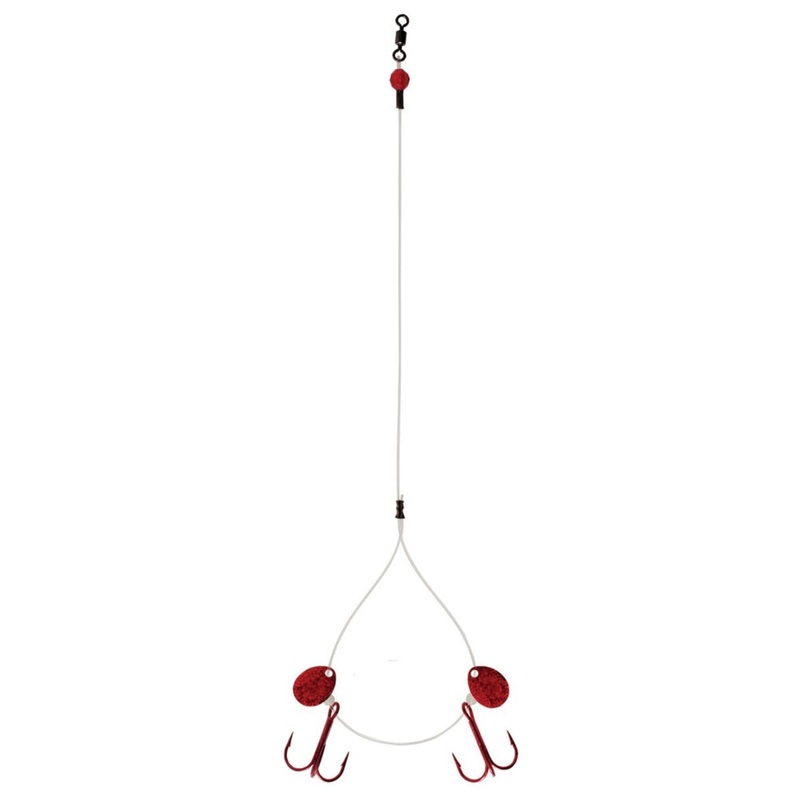 Clam BigTooth Zero Rig||4 Hook||2 Hook|1/0 Hook|Fluorocarbon – Red|Wire – Gold