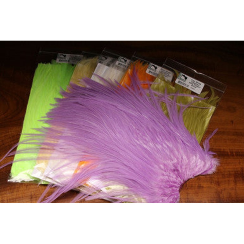 Hareline Flat Wing Saddle|Pastel Olive|White|Pastel Orange|Pastel Chartreuse|Pastel Purple|Pastel Yellow