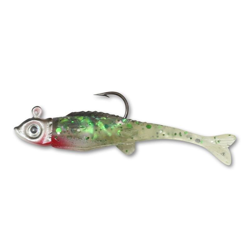 Northland Mimic Minnow Fry|1.25″ 1/32 oz. – (2 Rigged & 2 Tails)|1.5″ 1/16 oz. – (2 Rigged & 2 Tails)|Silver Shiner|Glo Rainbow|Firetiger|Perch|Fathead