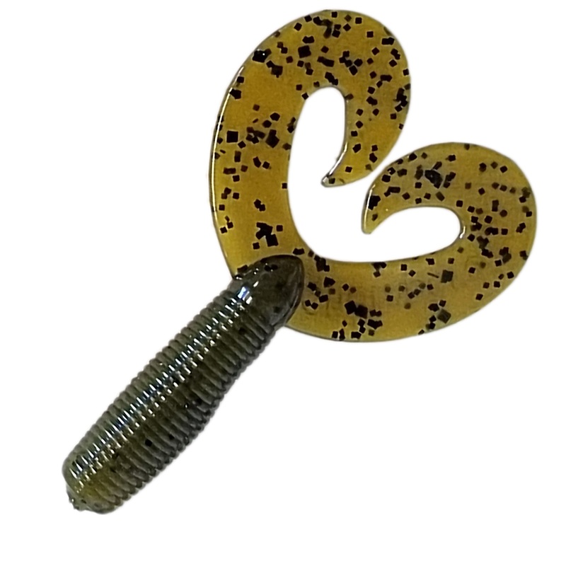 Chompers Super Jig Trailer|5″ (10 Pack)|Green Pumpkin|Dark Melon Pepper